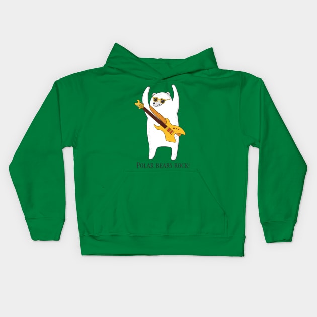 Polar Bears Rock, Funny Cute Polar Bear Kids Hoodie by Dreamy Panda Designs